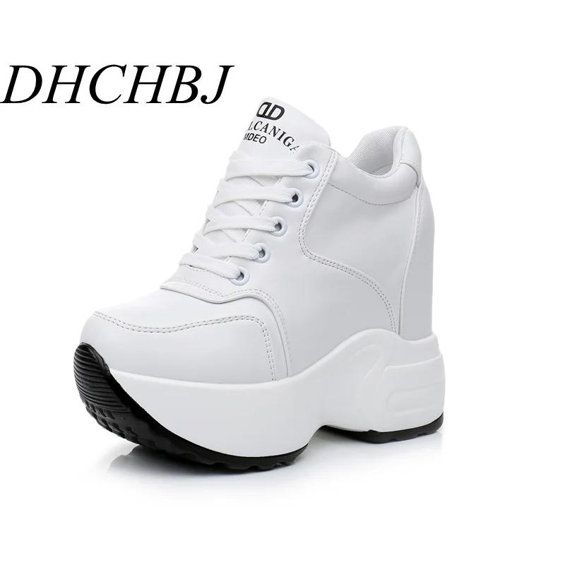 여성용 앵클 부츠, PU 가죽 신발, 플랫폼 높이 증가 운동화, 11 cm 두꺼운 밑창 웨지, 흰색 부츠, 2023 가을